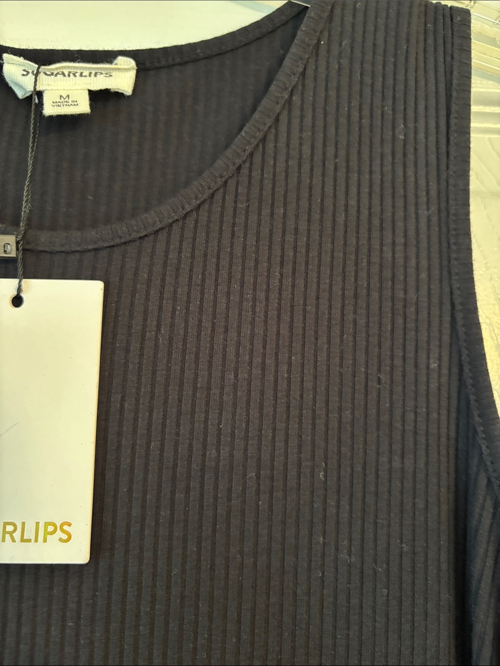 NWT SUGARLIPS RIBBED KNIT TANK DRESS in Black Size Medium - Picture 4 of 7